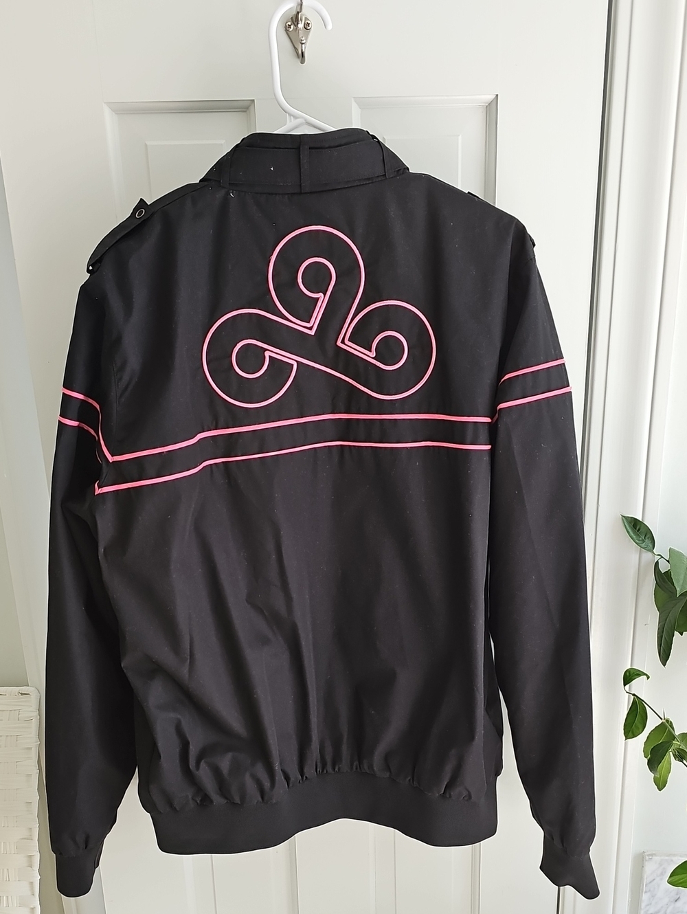 Cloud 9 Black Bomber Jacket with Pink Trim - Lightweight Bomber